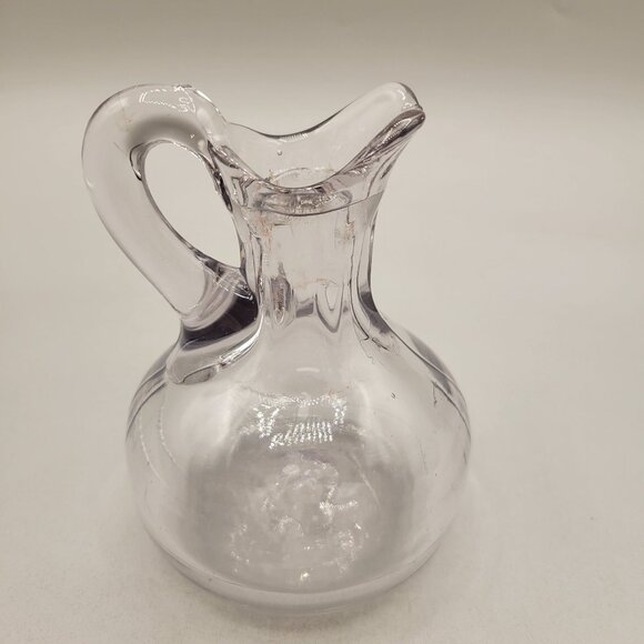 Antique Smooth Clear Pressed Glass Cruet Paneled Neck - Picture 3 of 8